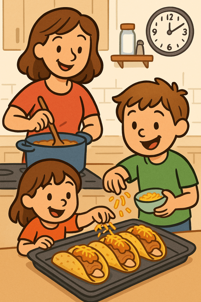 15 Best Healthy Recipes with Chicken Every Housewife Will Love 6 Healthy recipes with chicken – illustration of mom and kids cooking together in the kitchen