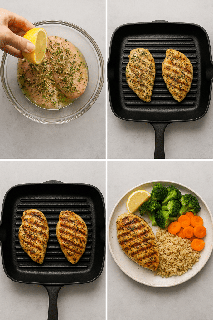 15 Best Healthy Recipes with Chicken Every Housewife Will Love 4 Healthy recipes with chicken – step by step cooking of garlic herb chicken breast with lemon and quinoa