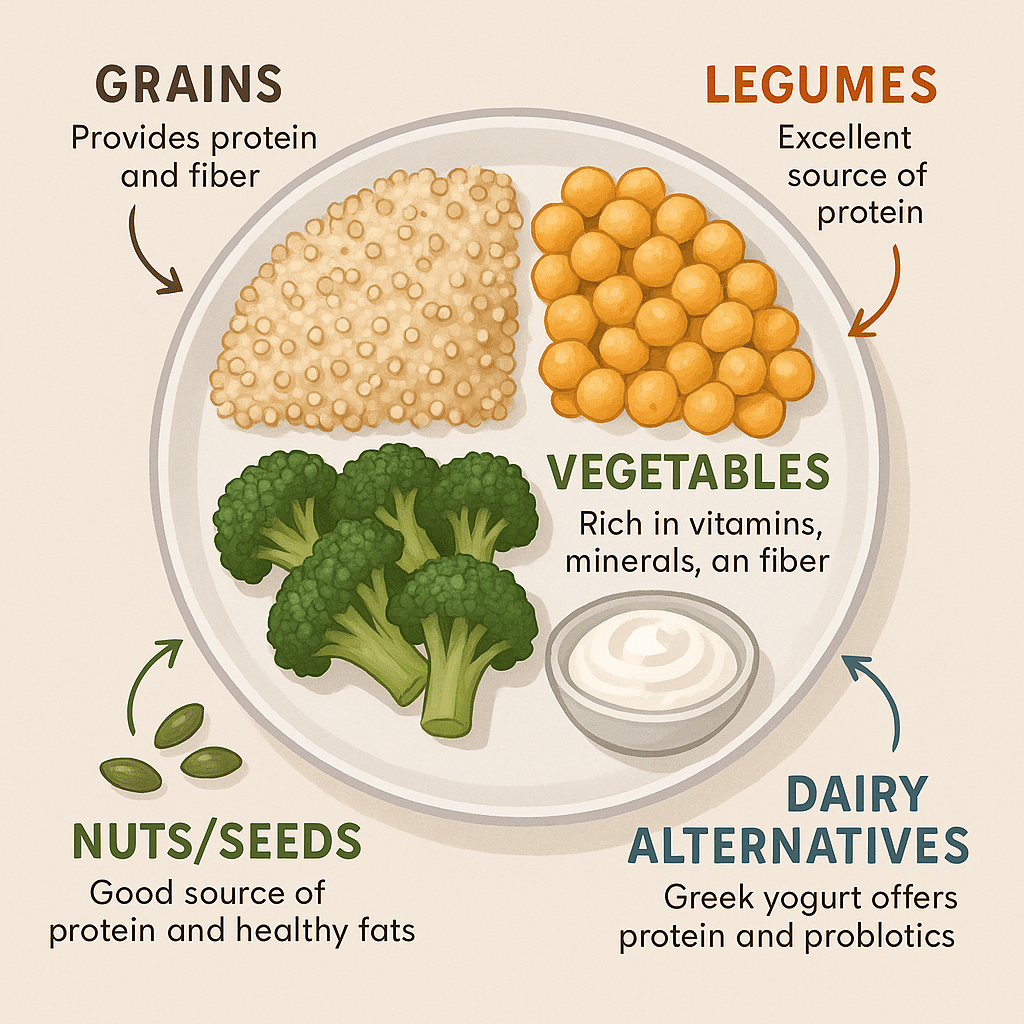 15 Best High Protein Foods for Vegetarians to Boost Wellness 4 Balanced vegetarian meal plate diagram highlighting high protein foods for vegetarians