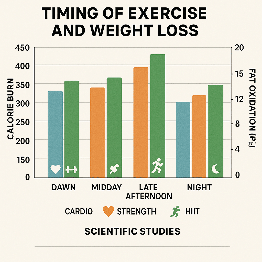 10 Proven Best Times to Exercise for Weight Loss Backed by Science 5 Bar chart comparing calorie burn and fat oxidation for best time to exercise for weight loss