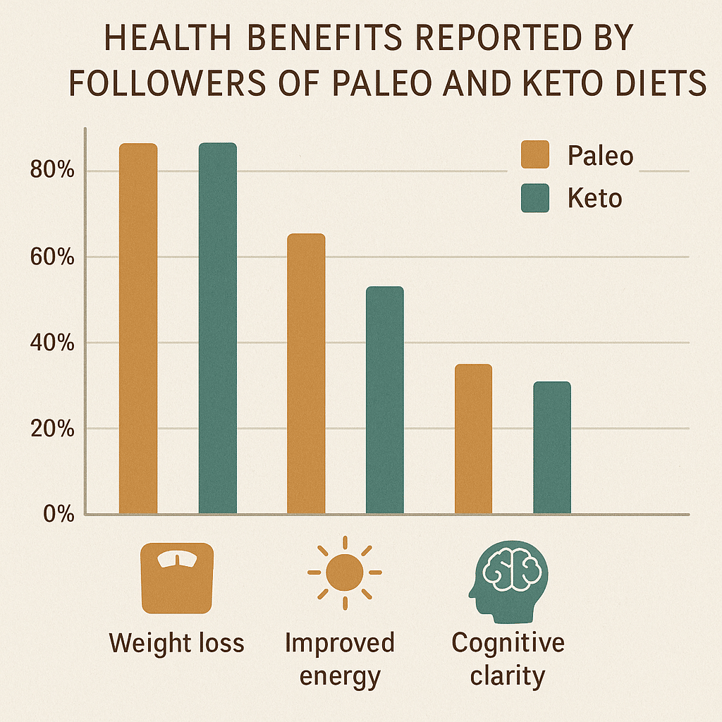 13 Key Differences of Paleo Diet vs Keto Diet for Natural Wellness 7 Bar chart comparing health benefits of paleo diet vs keto diet for natural wellness