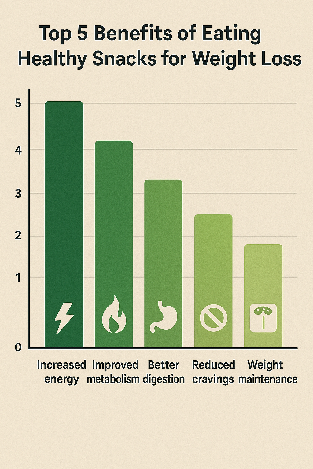10 Best Healthy Snacks for Weight Loss That Actually Work 7 Bar graph showing top benefits of best healthy snacks for weight loss with icons