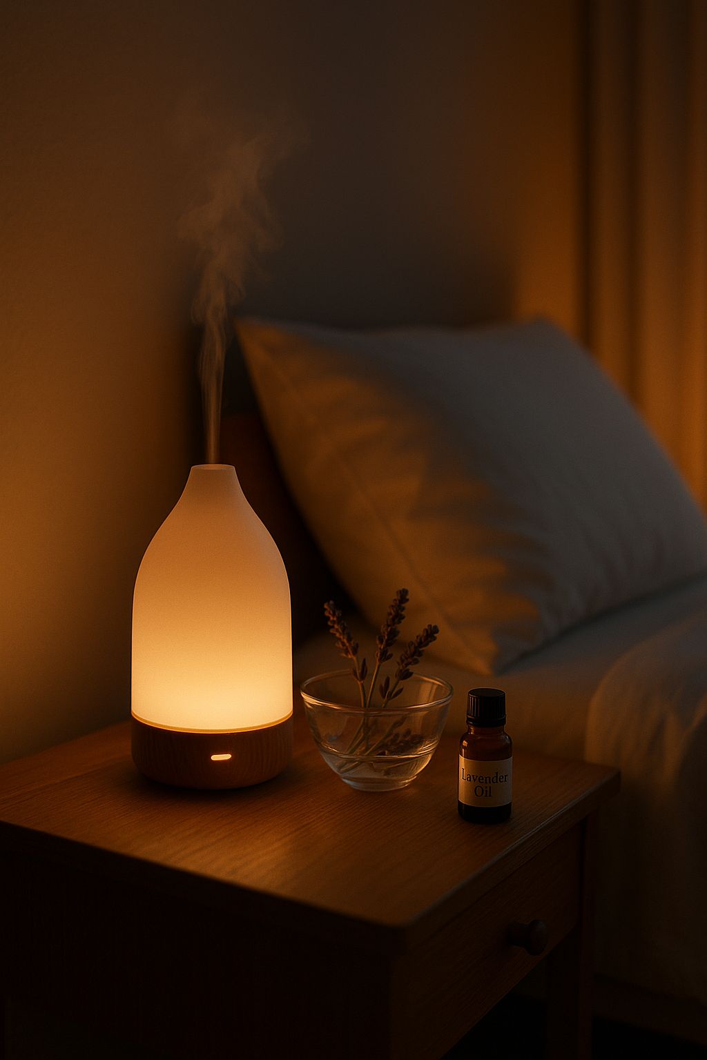 7 Best Essential Oils for Sleep to Boost Your Rest Naturally 5 Bedroom with diffuser releasing best essential oils for sleep for