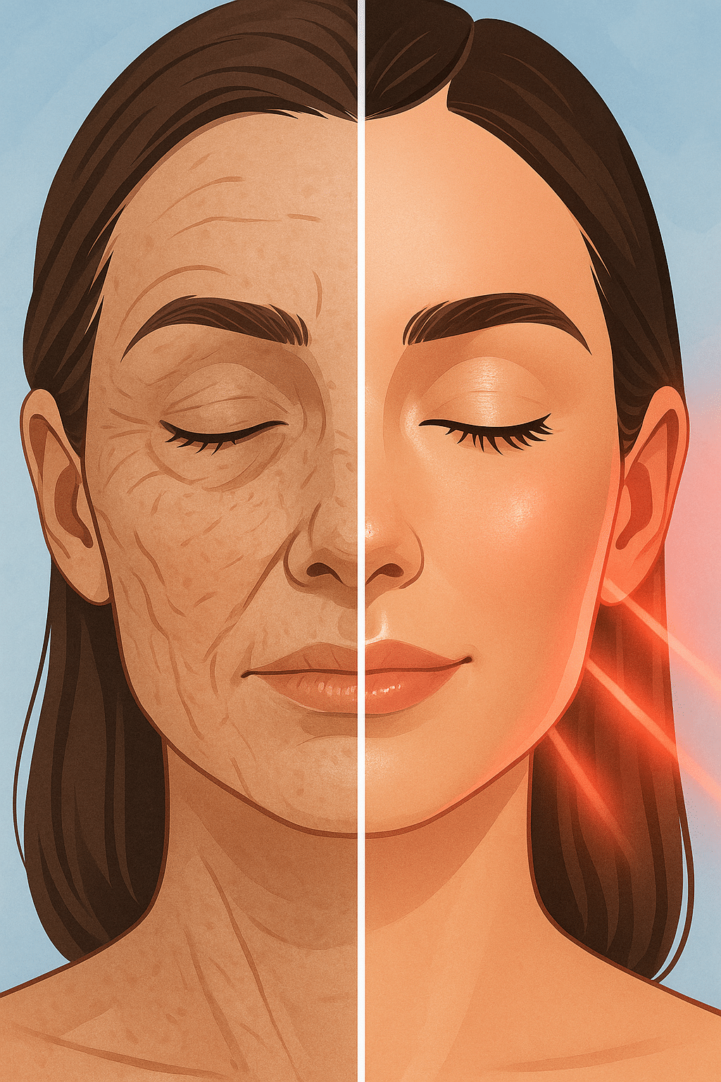 6 Powerful Red Light Therapy Benefits for Skin Health 3 Before and after red light therapy benefits for skin with glowing smooth skin effects