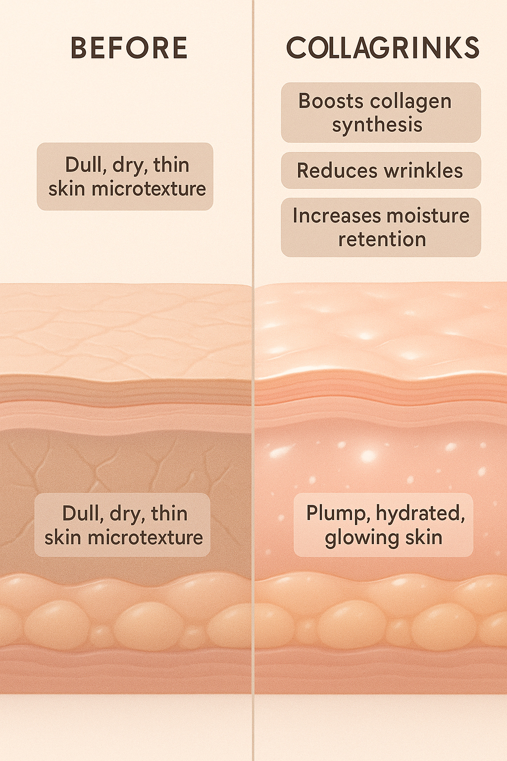 8 Best Collagen Drinks for Skin to Boost Your Radiance 5 Before and after skin effects of best collagen drinks for skin with improved hydration and elasticit