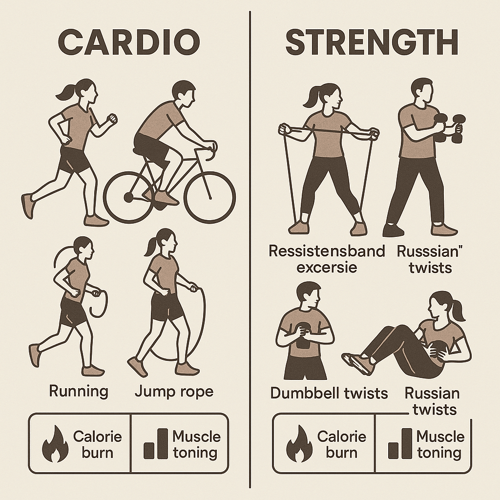12 Best Exercises to Lose Belly Fat Naturally & Effectively 5 Cardio versus strength training exercises to lose belly fat effectively