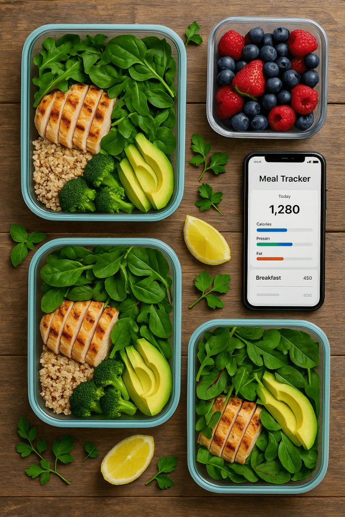 5 Easy Meal Prep Ideas for Effective Weight Loss 2 Colorful and fresh meal prep spread symbolizing effective weight loss meal prep ideas.