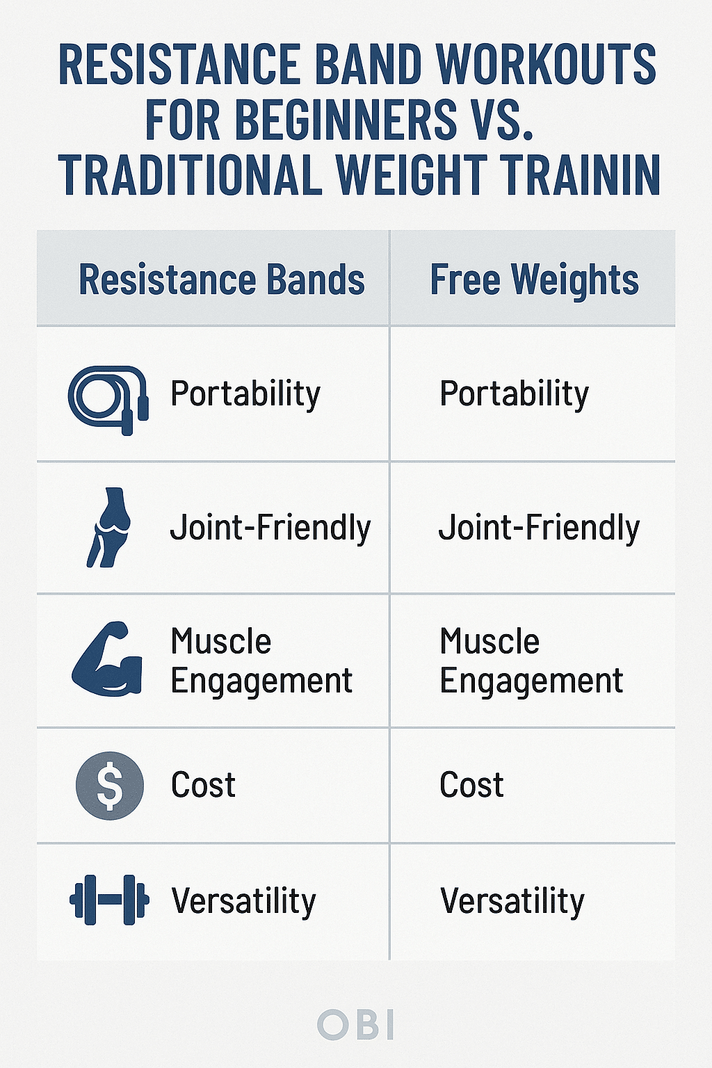 5 Essential Resistance Band Workouts for Beginners to Build Strength 5 Comparison chart highlighting benefits of resistance band workouts for beginners versus free weights