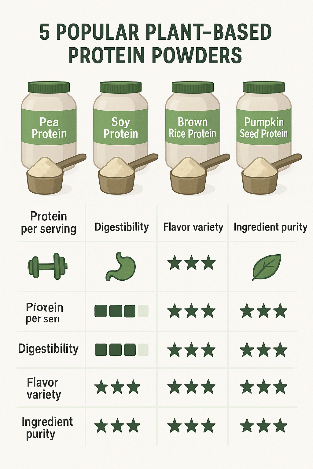 7 Best Plant-Based Protein Powders for Optimal Health 4 Comparison chart of best plant based protein powder brands showing protein and purity ratings