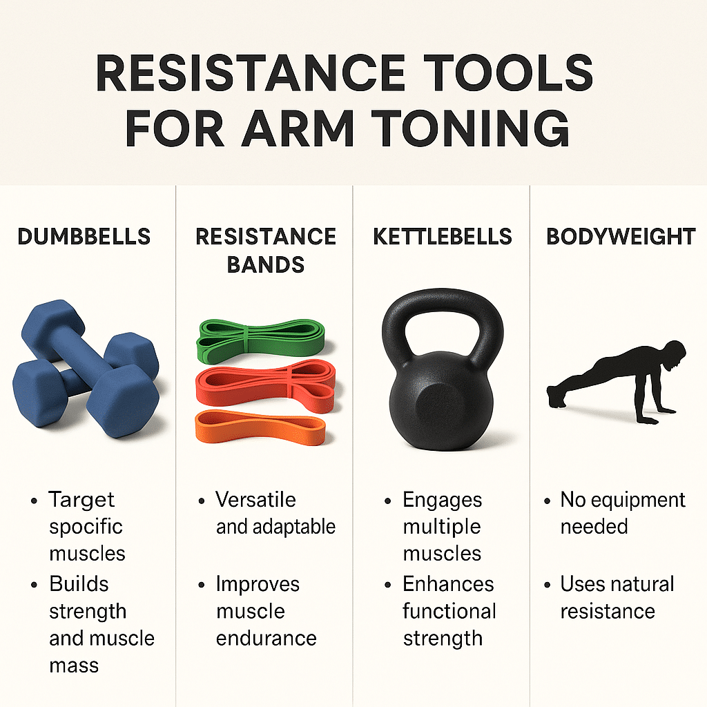 15 Best Exercises for Toning Arms Naturally and Effectively 7 Comparison chart of resistance tools for best exercises for toning arms