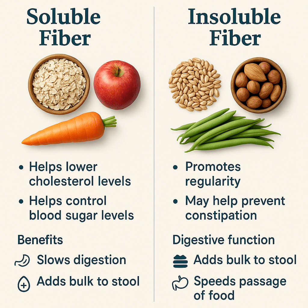 Comparison chart of soluble and insoluble fiber in high fiber healthy meals