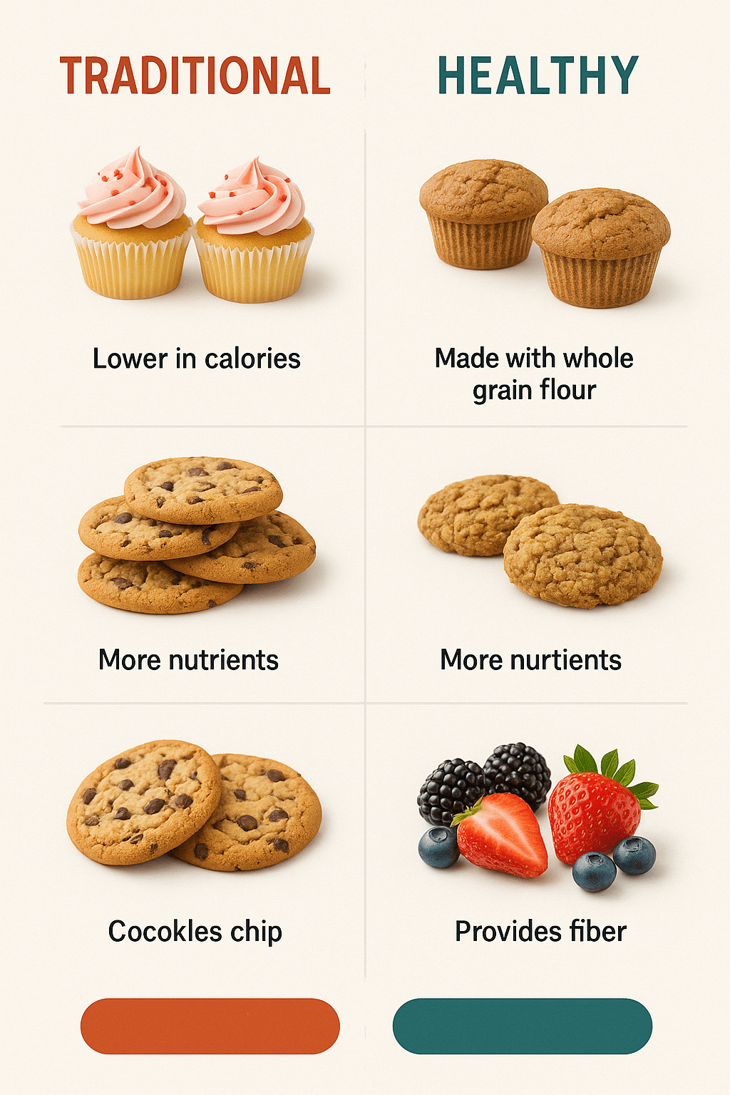 7 Delicious Healthy Desserts Recipes for Nutritious Treats 7 Comparison chart of traditional and healthy dessert ingredients in healthy desserts recipes