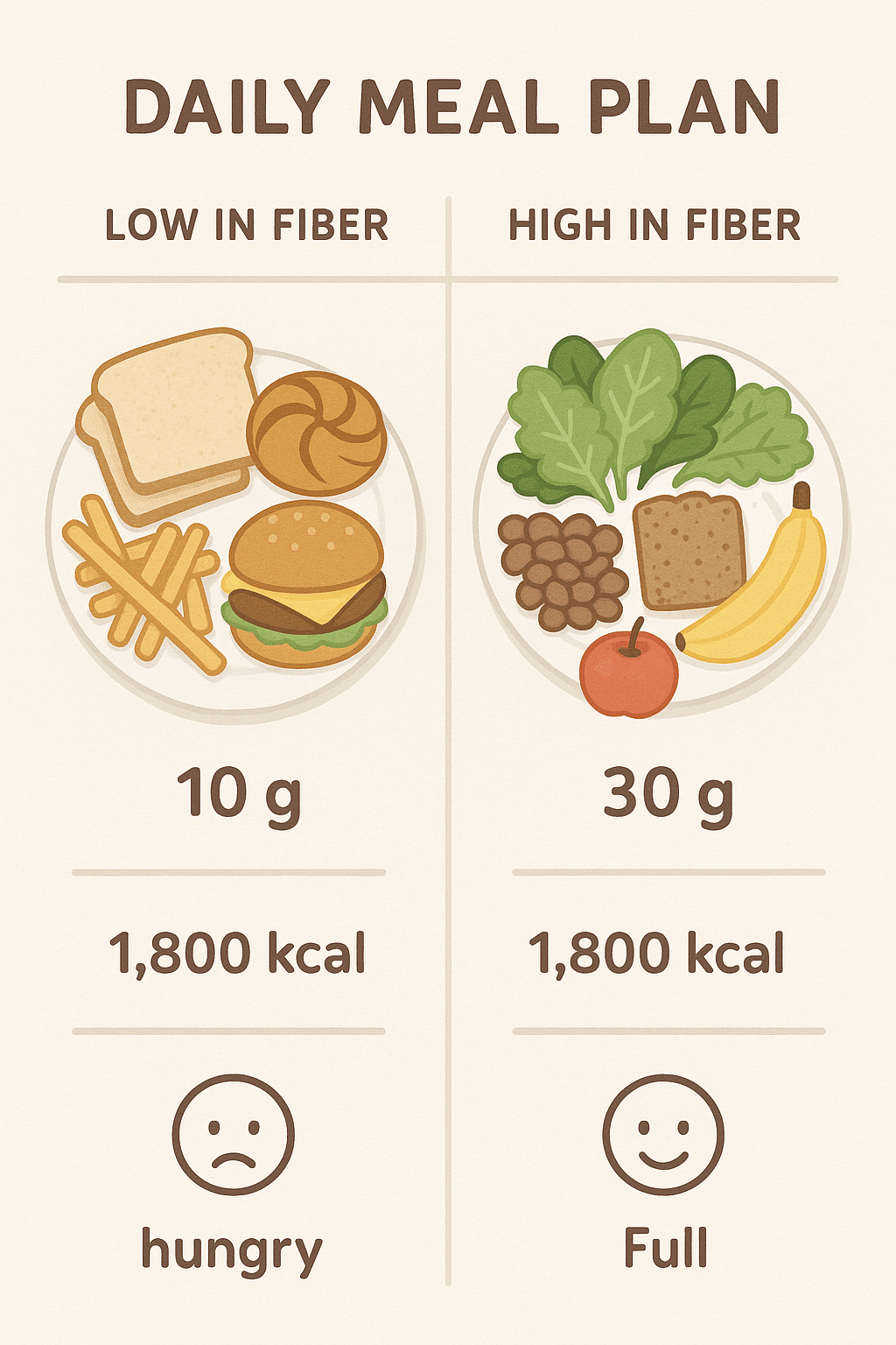 5 Powerful Fiber Rich Foods for Weight Loss You Must Try 5 Comparison of high fiber versus low fiber daily meal plans for weight loss