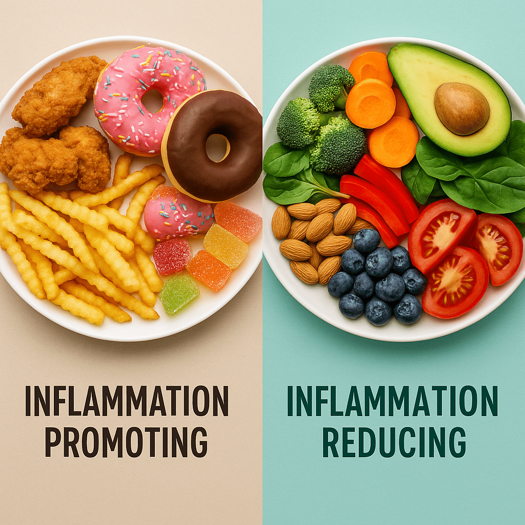 15 Best Anti Inflammatory Foods to Boost Natural Wellness 5 Comparison of inflammatory foods and best anti inflammatory foods on vibrant plates