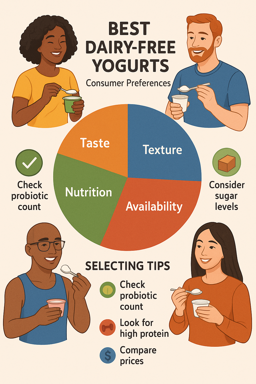7 Best Dairy Free Yogurts for Healthy, Balanced Nutrition 6 Consumer preferences pie chart and tips for choosing best dairy free yogurts for balanced nutrition