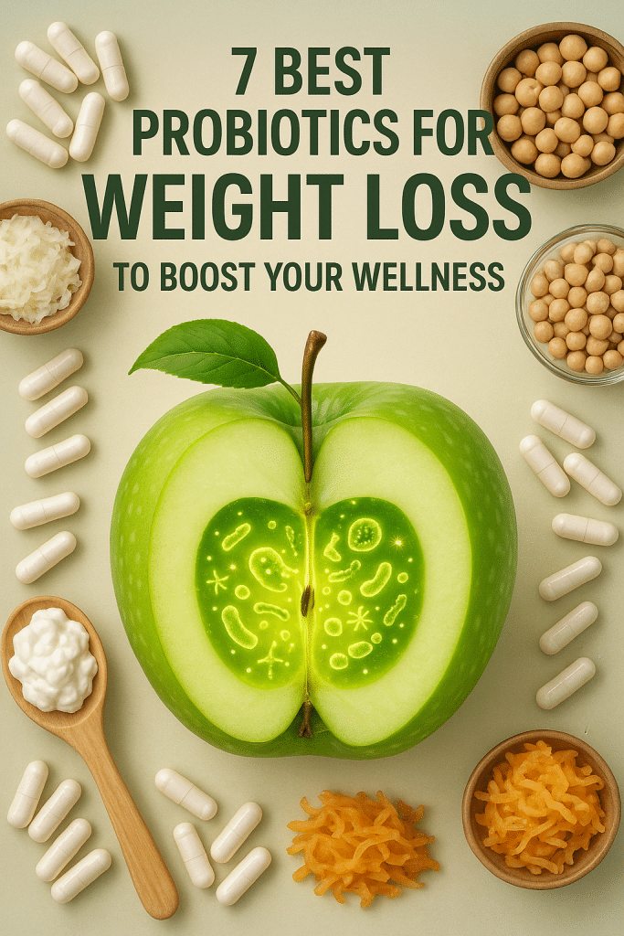 7 Best Probiotics for Weight Loss to Boost Your Wellness 7 Cover image illustrating best probiotics for weight loss with vibrant apple and probiotic elements