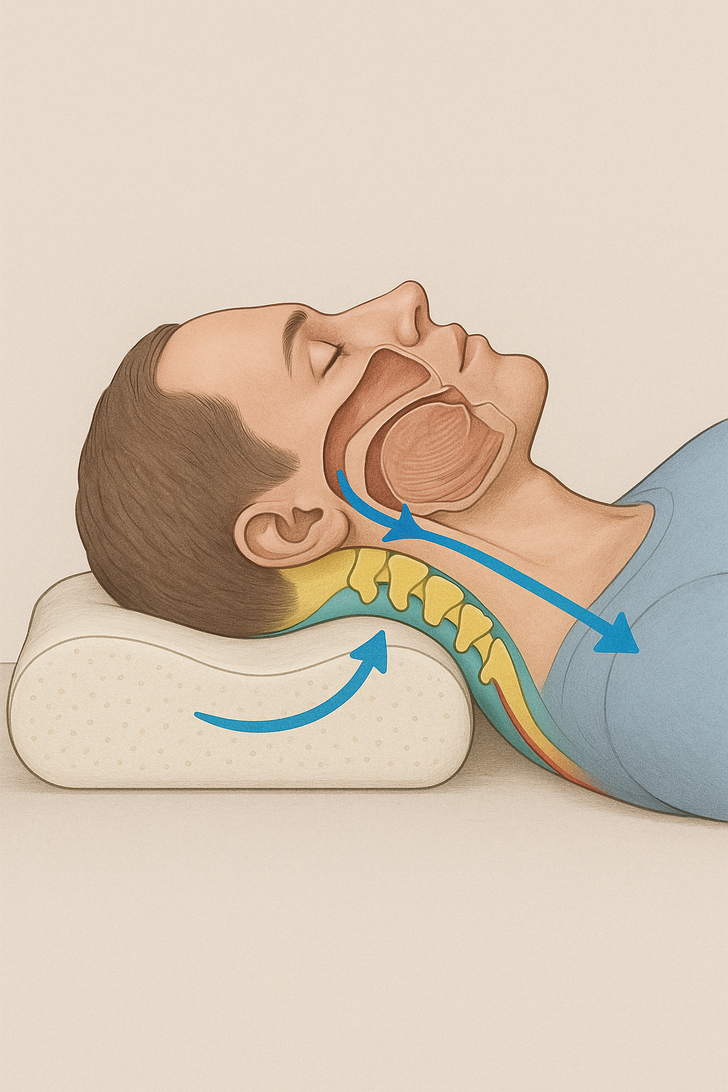 7 Best Pillows for Neck Pain to Improve Your Sleep Quality 3 Cross sectional diagram showing best pillows for neck pain supporting proper neck alignment