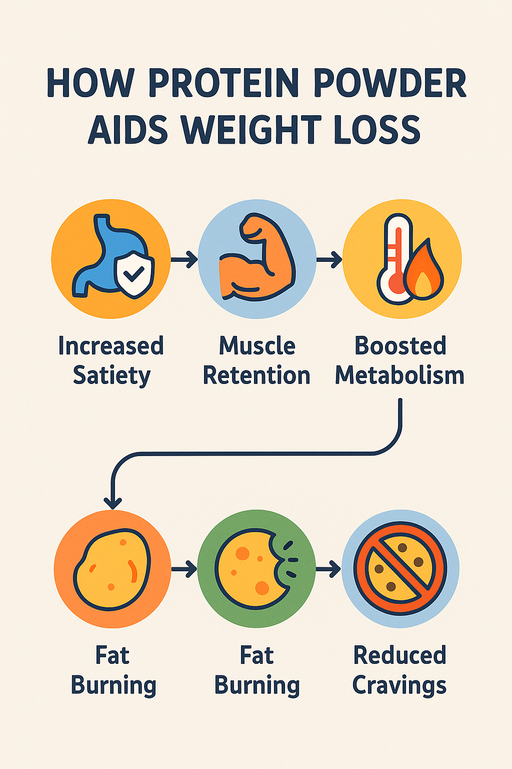 7 Best Protein Powders for Weight Loss: Trusted & Effective Picks 4 Diagram explaining how the best protein powder for weight loss supports fat burning and appetite con