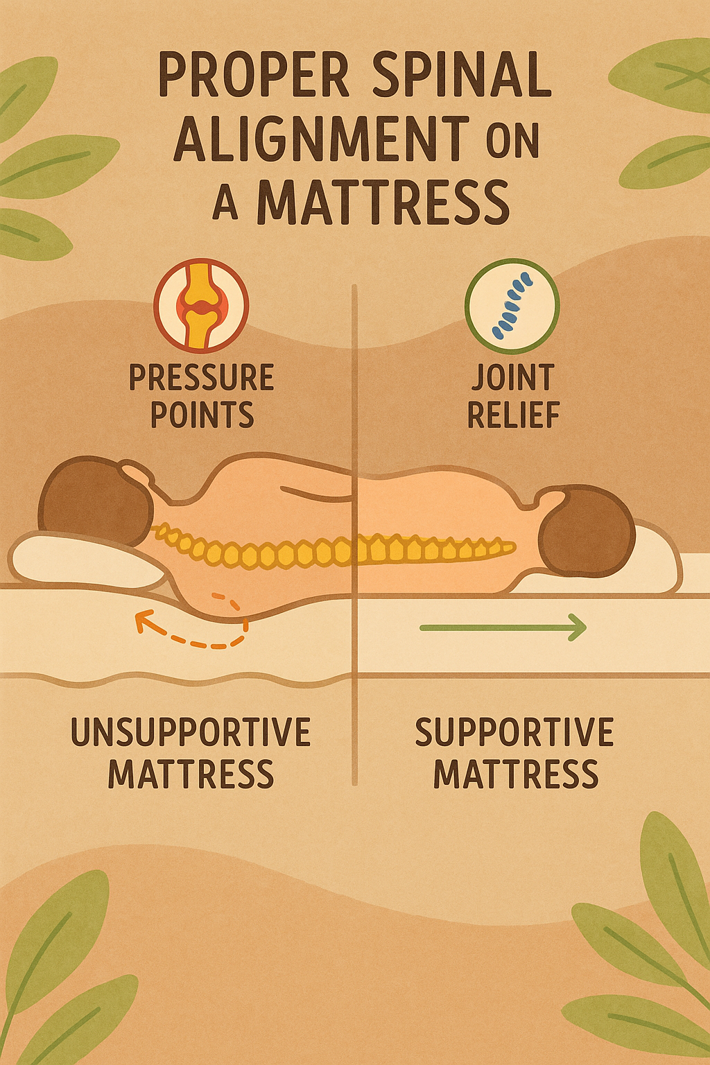 7 Best Mattresses for Back Support: Ultimate Comfort Guide 5 Diagram illustrating proper spinal alignment aided by best mattresses for back support
