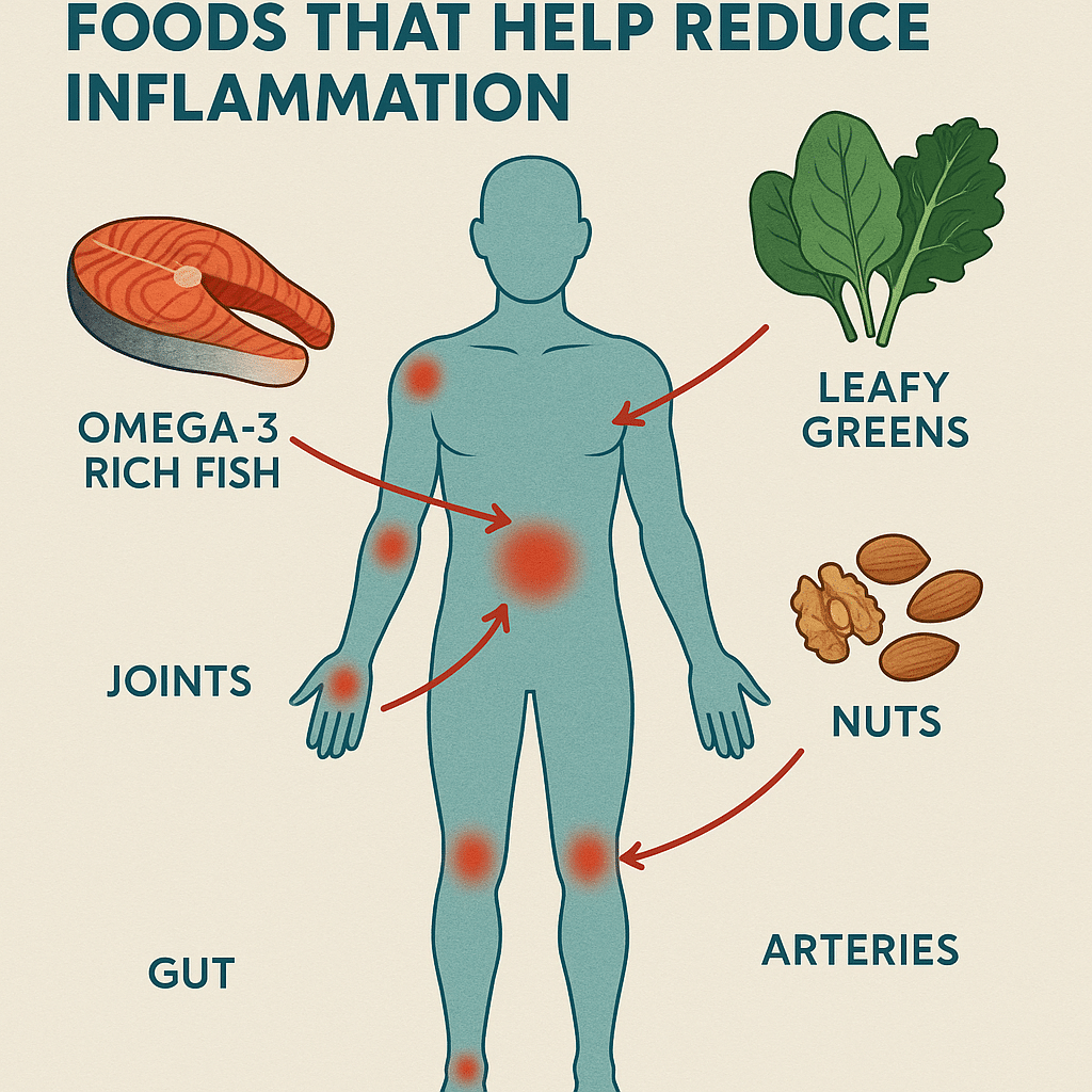 15 Best Anti Inflammatory Foods to Boost Natural Wellness 4 Diagram linking best anti inflammatory foods to body areas affected by inflammation like joints and
