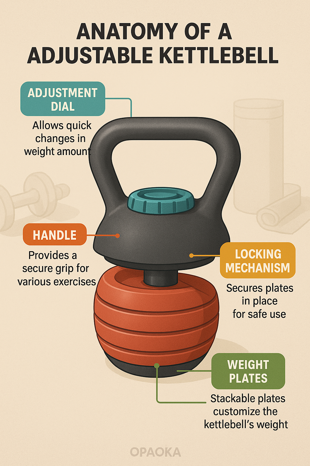 Top 7 Best Adjustable Kettlebells for Effective Workouts 3 Diagram of best adjustable kettlebells parts with labels highlighting features for versatile workout