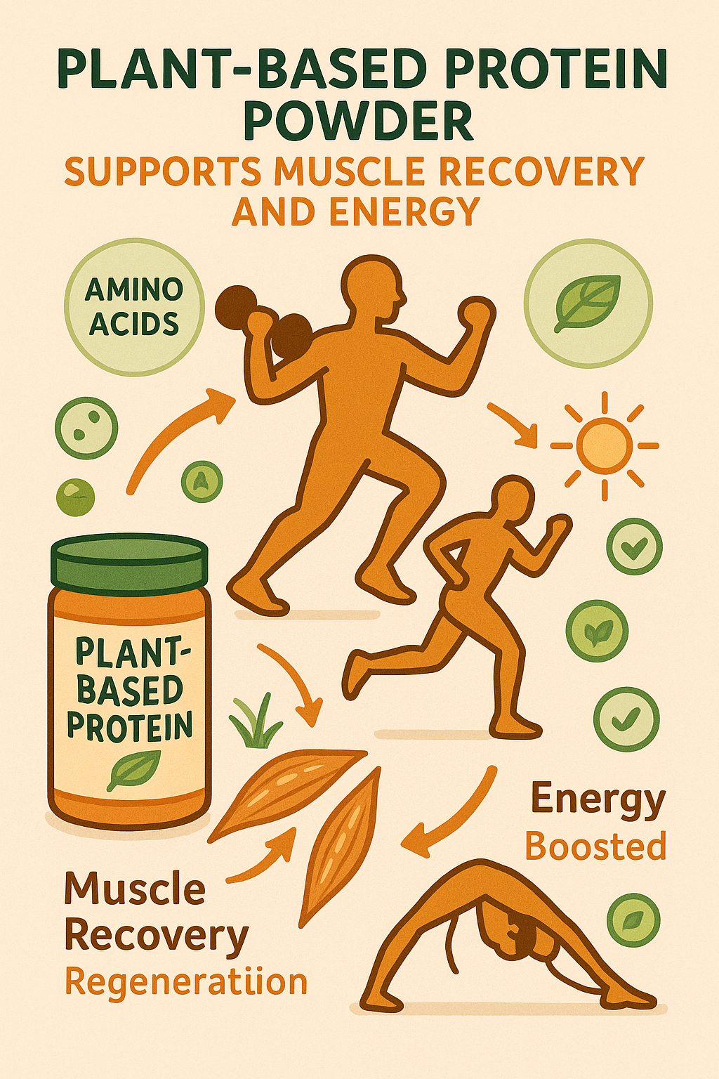 7 Best Plant-Based Protein Powders for Optimal Health 5 Diagram showing best plant based protein powder benefits on muscle recovery and energy