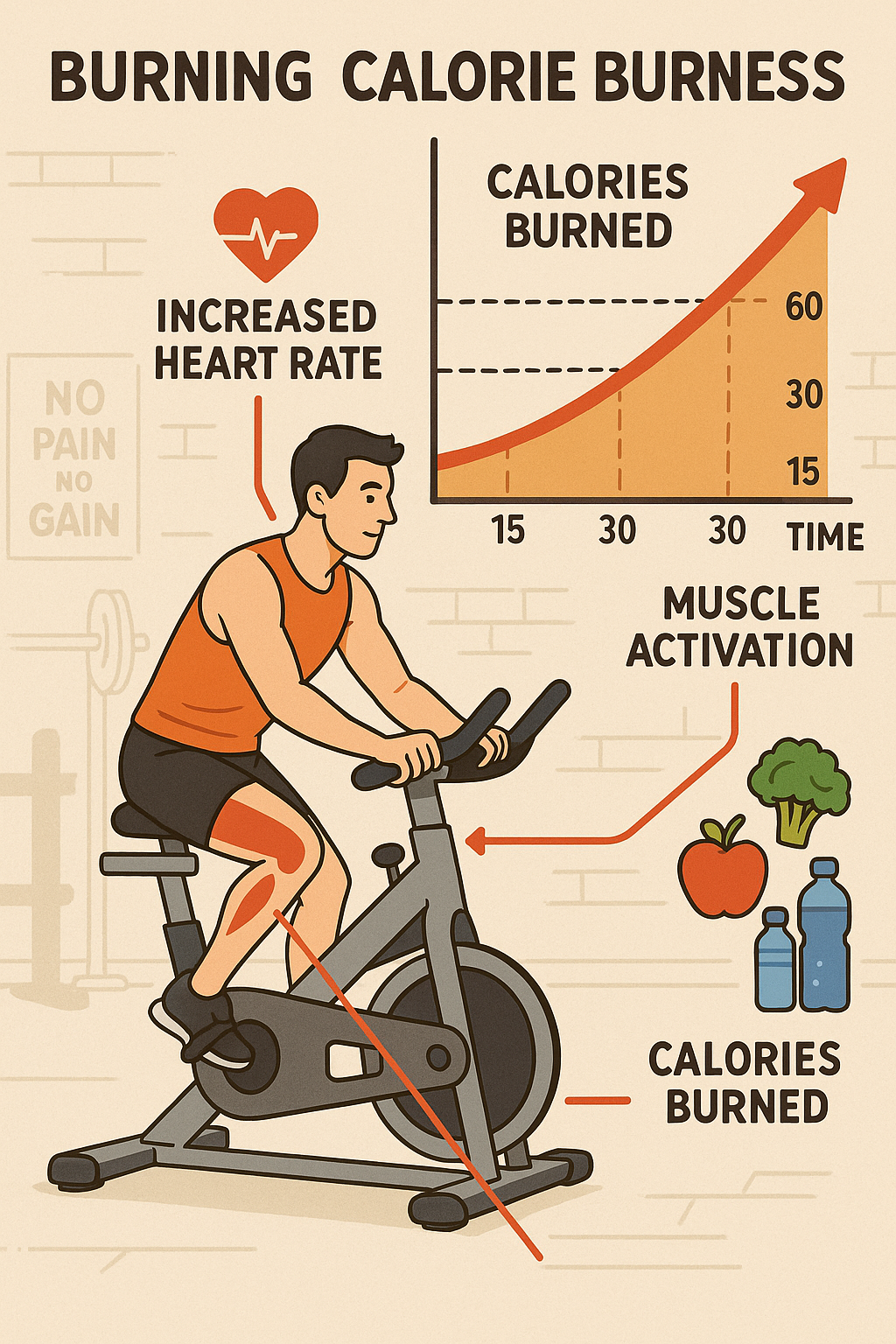7 Best Stationary Bikes for Weight Loss to Boost Your Fitness 5 Diagram showing calorie burning and muscle activation using the best stationary bikes for weight los