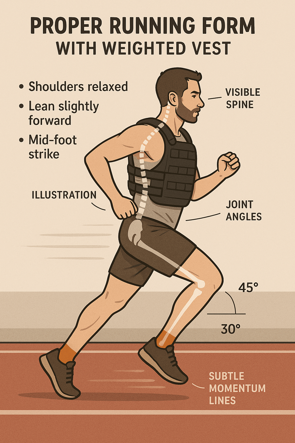 5 Powerful Benefits of Weighted Vests for Running Workouts 4 Diagram showing proper running form using weighted vests for running with posture tips