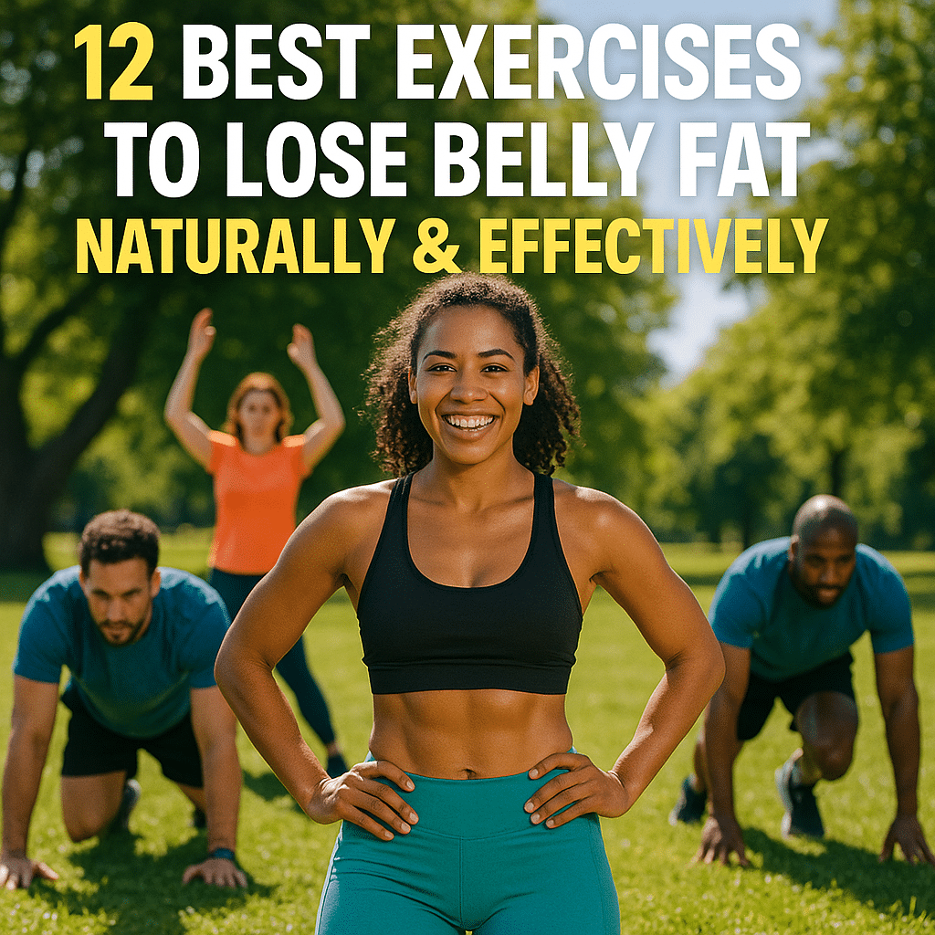 12 Best Exercises to Lose Belly Fat Naturally & Effectively 2 Diverse adults performing best exercises to lose belly fat naturally and effectively.