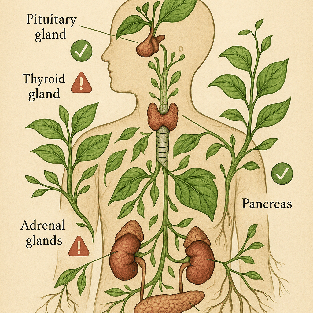 Endocrine system diagram showing natural ways to balance hormones naturally