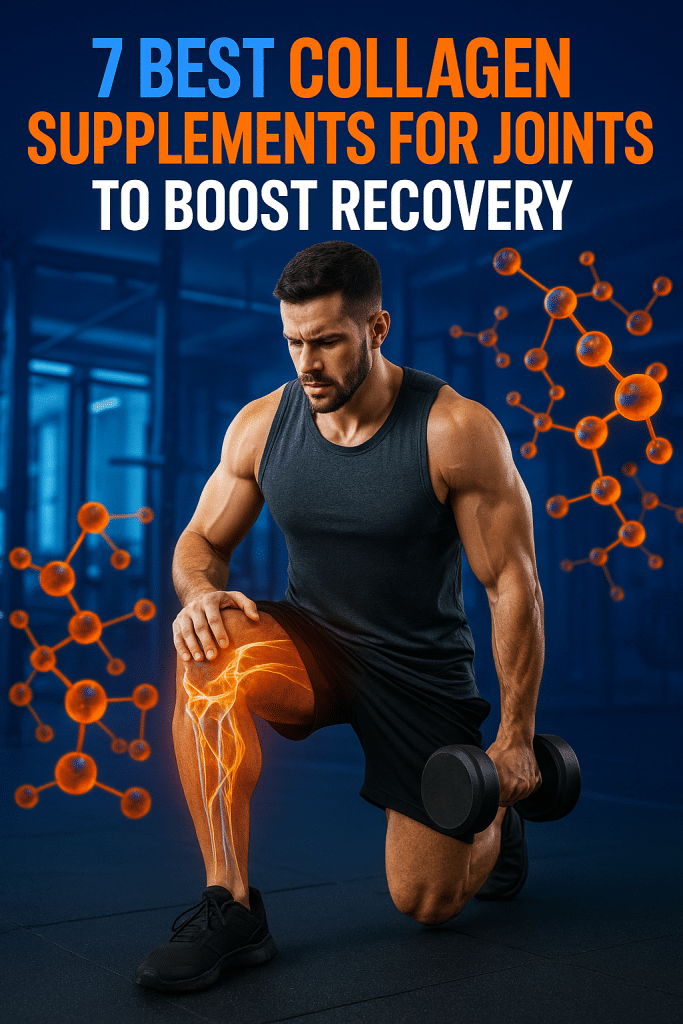 7 Best Collagen Supplements for Joints to Boost Recovery 1 Fitness enthusiast showcasing best collagen supplements for joints with glowing joint fibers