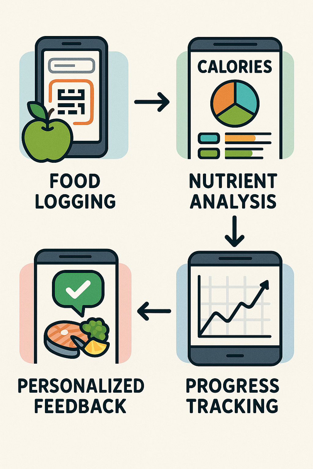 8 Best Nutrition Tracking Apps for Balanced Healthy Living 4 Flow diagram showing how the best nutrition tracking apps support balanced nutrition