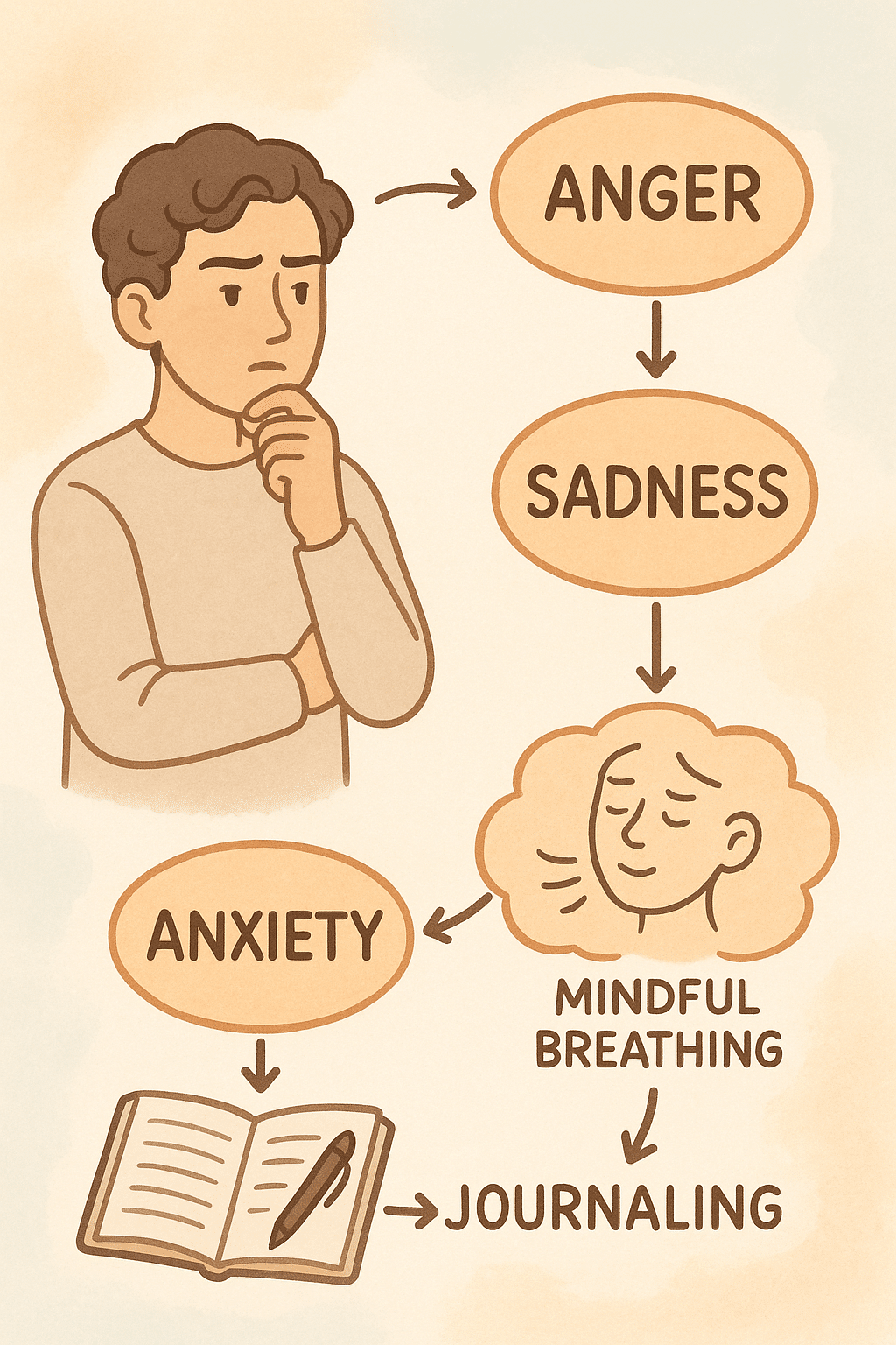 6 Effective Ways on How to Deal with Negative Emotions 3 Flowchart illustrating how to deal with negative emotions by recognizing and labeling feelings for w