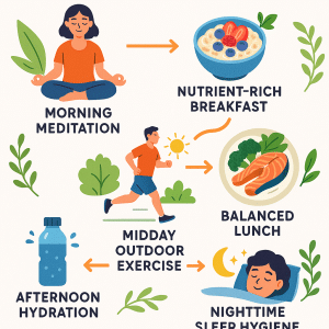 Flowchart of daily healthy lifestyle habits for natural wellness