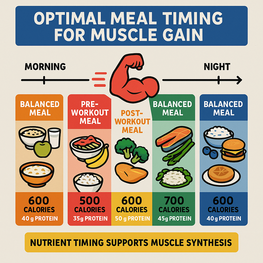 15 Essential Steps for the Best Diet Plan for Muscle Gain 4 Flowchart of the best diet plan for muscle gain showing optimal meal timing and nutrient intake thro