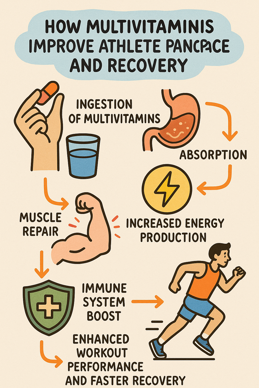 7 Best Multivitamins for Athletes to Boost Performance 7 Flowchart showing how best multivitamins for athletes enhance performance and recovery