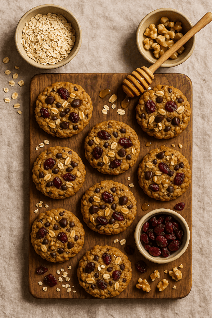 Live Better, Feel Stronger, Stay Healthy 3 Freshly baked healthy cookie recipe with wholesome ingredients in a warm setting