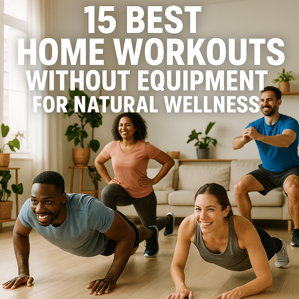 15 Best Home Workouts Without Equipment for Natural Wellness 3 Group of adults exercising at home showcasing the best home workouts without equipment for natural wellness.