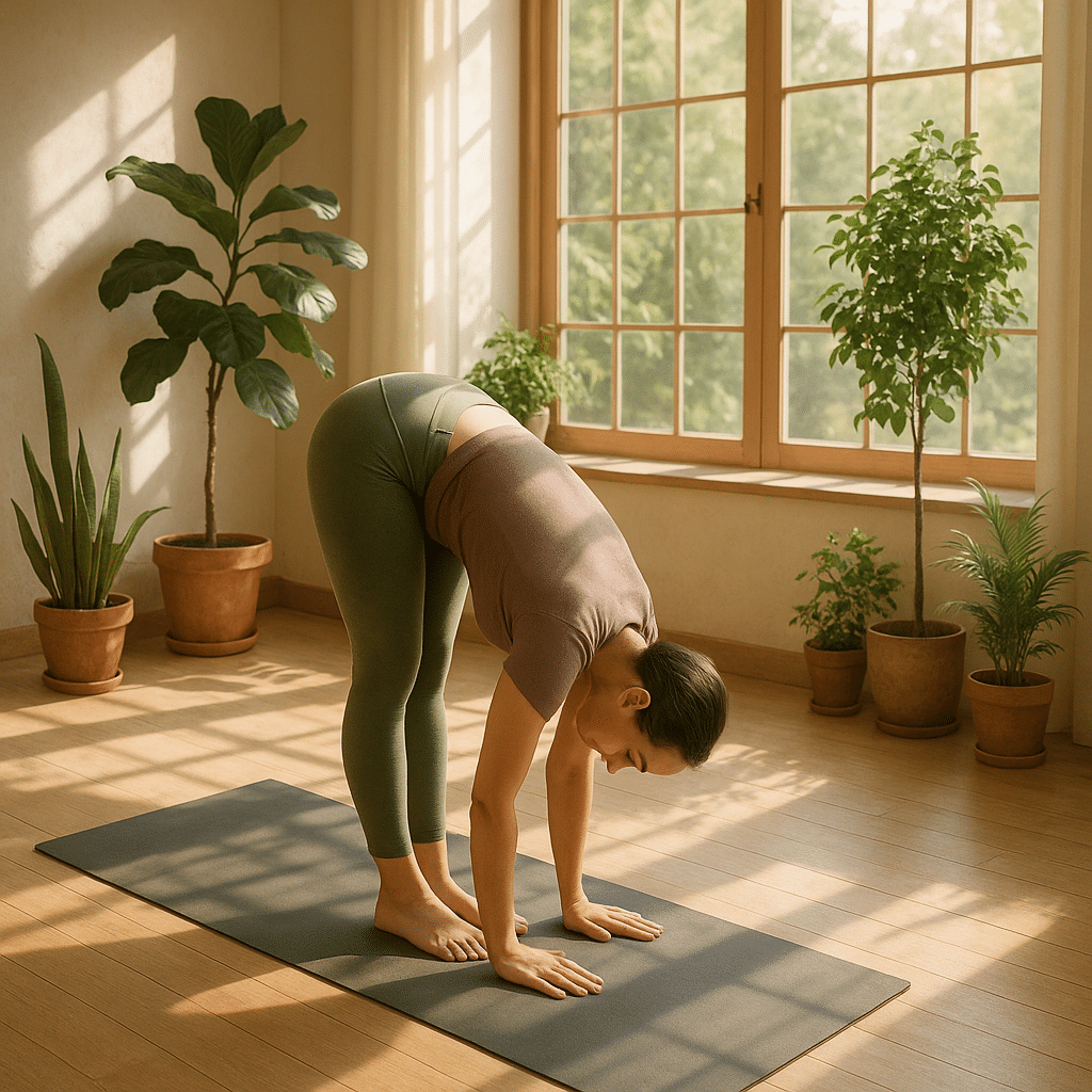 15 Powerful Stretching Exercises for Flexibility Every Adult Should Try 6 Health conscious adult performing stretching exercises for flexibility in natural wellness yoga stud
