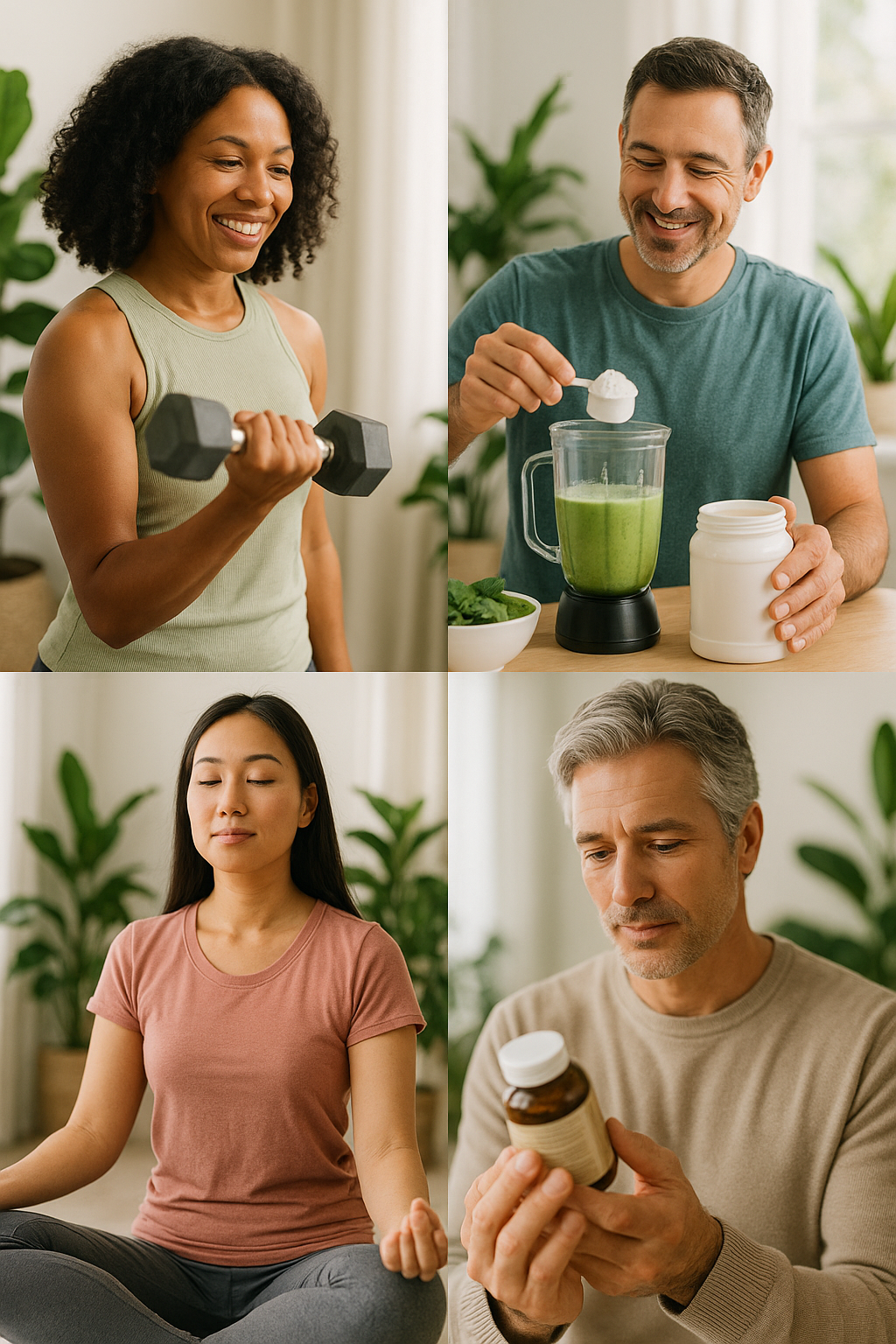 7 Best Supplements for Muscle Growth: Natural & Effective 6 Health conscious adults using best supplements for muscle growth in natural wellness lifestyle