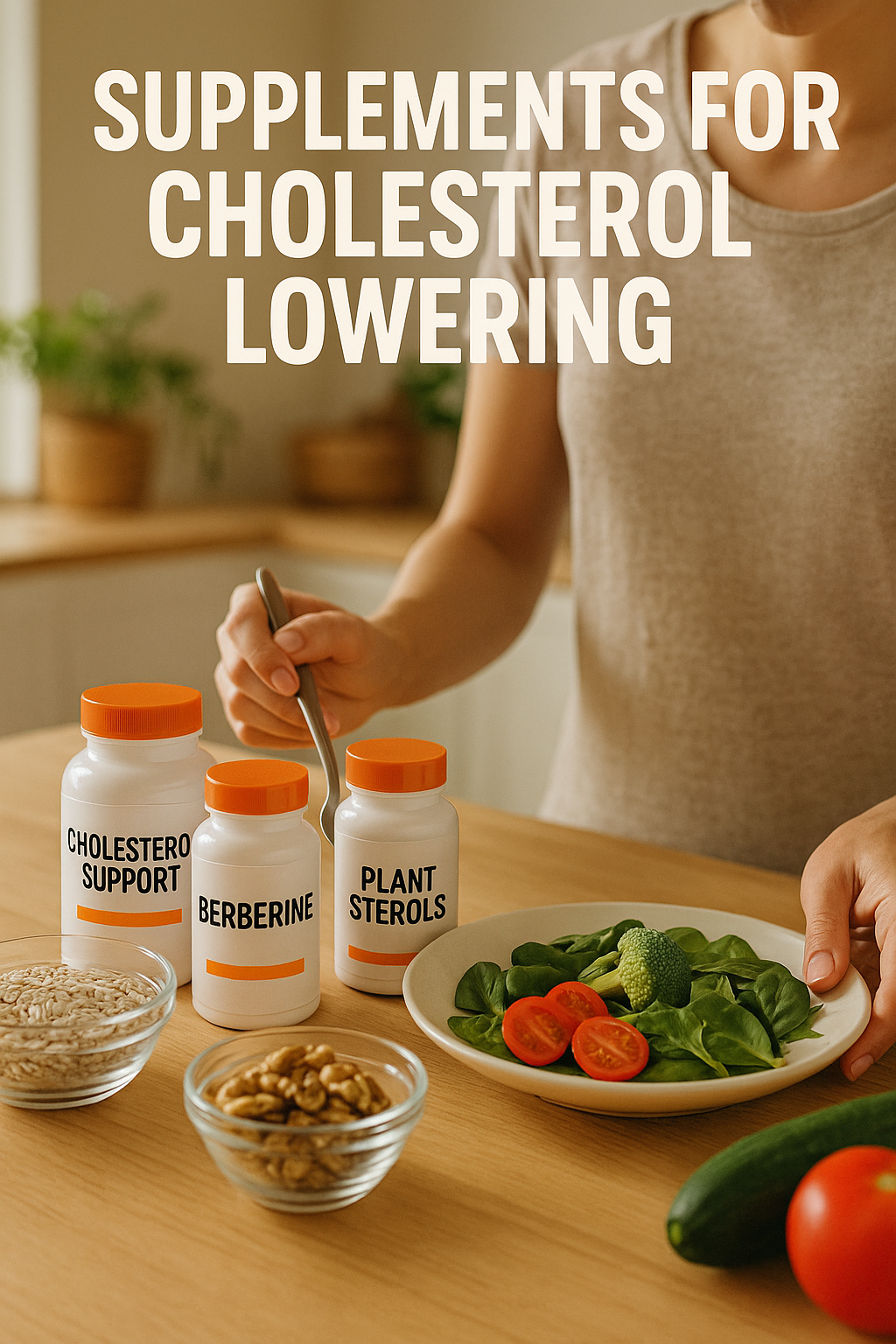 8 Best Cholesterol Lowering Supplements for Balanced Heart Health 7 Health conscious person integrating best cholesterol lowering supplements with balanced nutrition