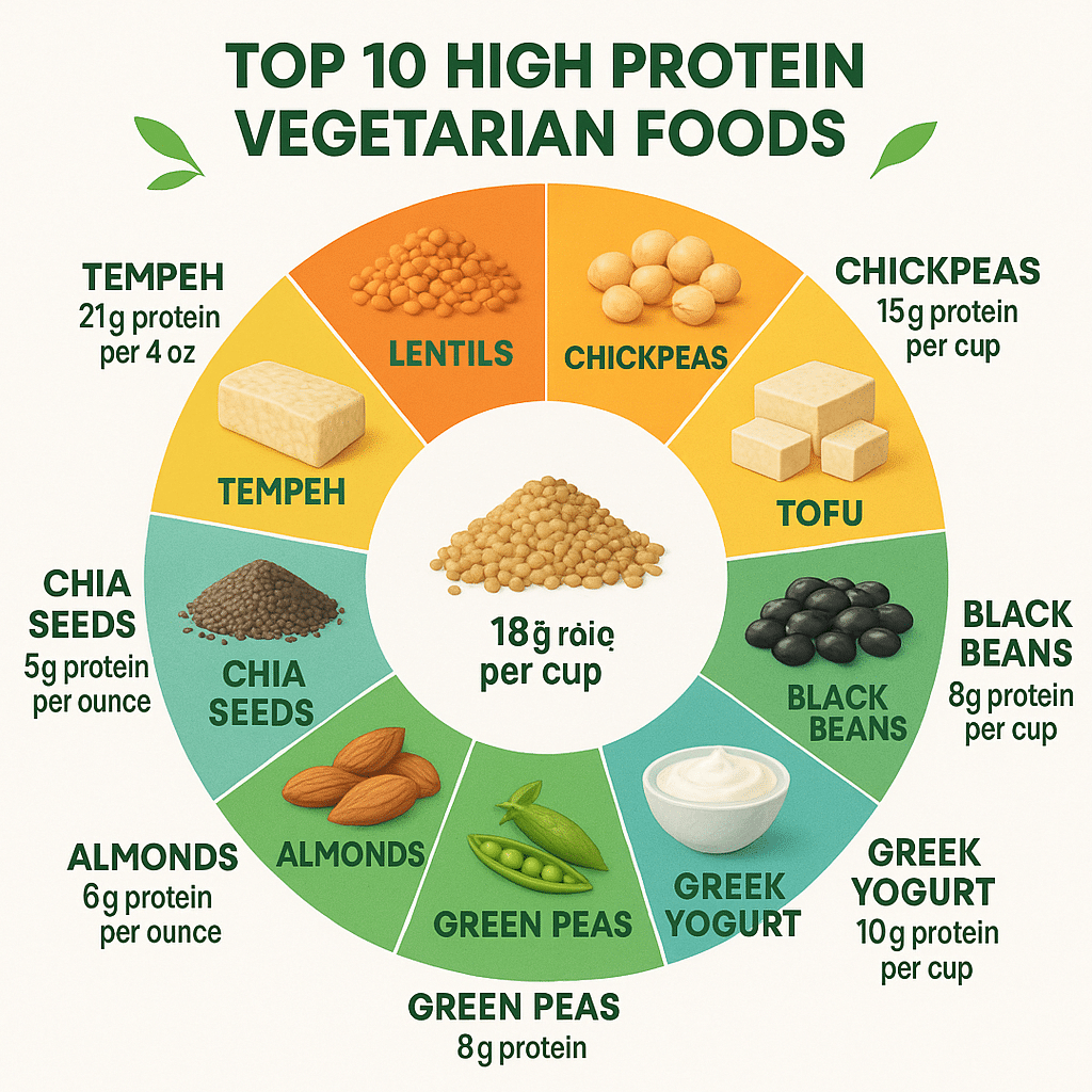 15 Best High Protein Foods for Vegetarians to Boost Wellness 3 High protein foods for vegetarians infographic showing top 10 vegetarian protein sources with protei