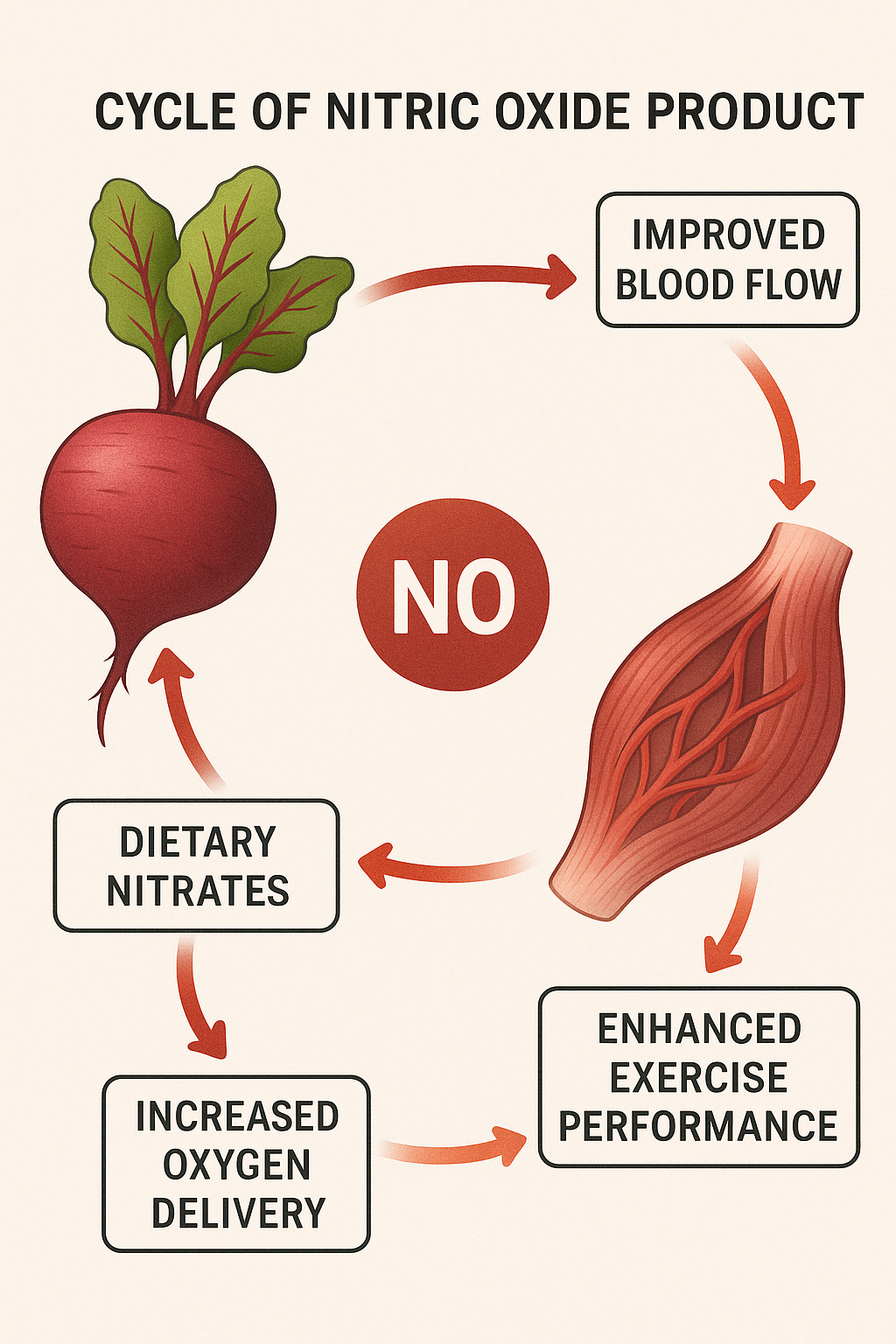 7 Best Pre Workout Supplements for Energy to Boost Your Workout 5 Illustrated nitric oxide cycle from beetroot for best pre workout supplements for energy
