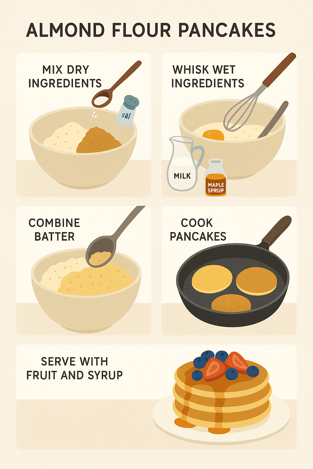 5 Easy Gluten Free Breakfast Ideas for Healthy Mornings 5 Illustrated step by step guide to making gluten free almond flour pancakes breakfast ideas
