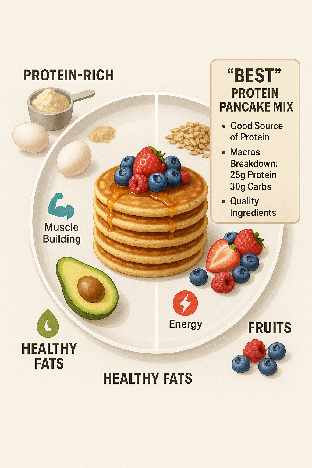 7 Best Protein Pancake Mixes for Balanced Nutrition 3 Infographic detailing balanced nutrition in the best protein pancakes mix for health conscious indiv