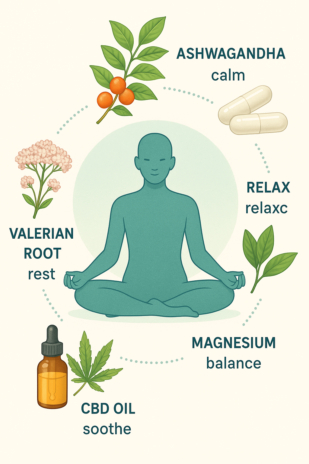 10 Best Supplements for Stress and Anxiety Relief 3 Infographic highlighting best supplements for stress and anxiety with natural herbs and calming bene