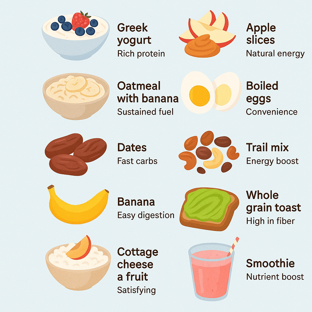 15 Energizing Pre Workout Meal Ideas for Natural Wellness 5 Infographic of 10 healthy pre workout meal ideas with natural snacks for energy and digestion