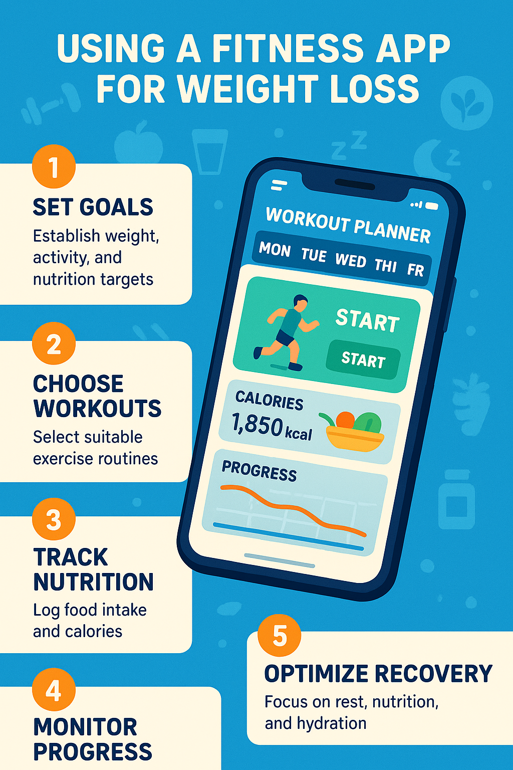 Top 7 Best Fitness Apps for Weight Loss to Boost Your Results 3 Infographic showing best fitness apps for weight loss workflow with tracking and workouts