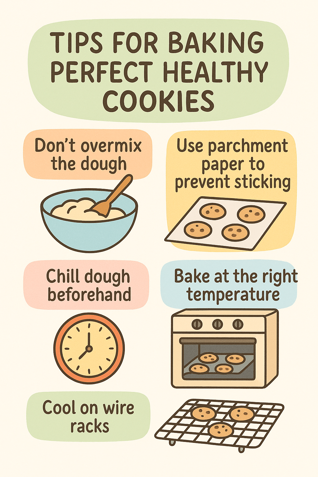 7 Delicious Healthy Cookie Recipes for Nutritious Home Baking 6 Infographic with tips for baking healthy cookie recipe perfectly