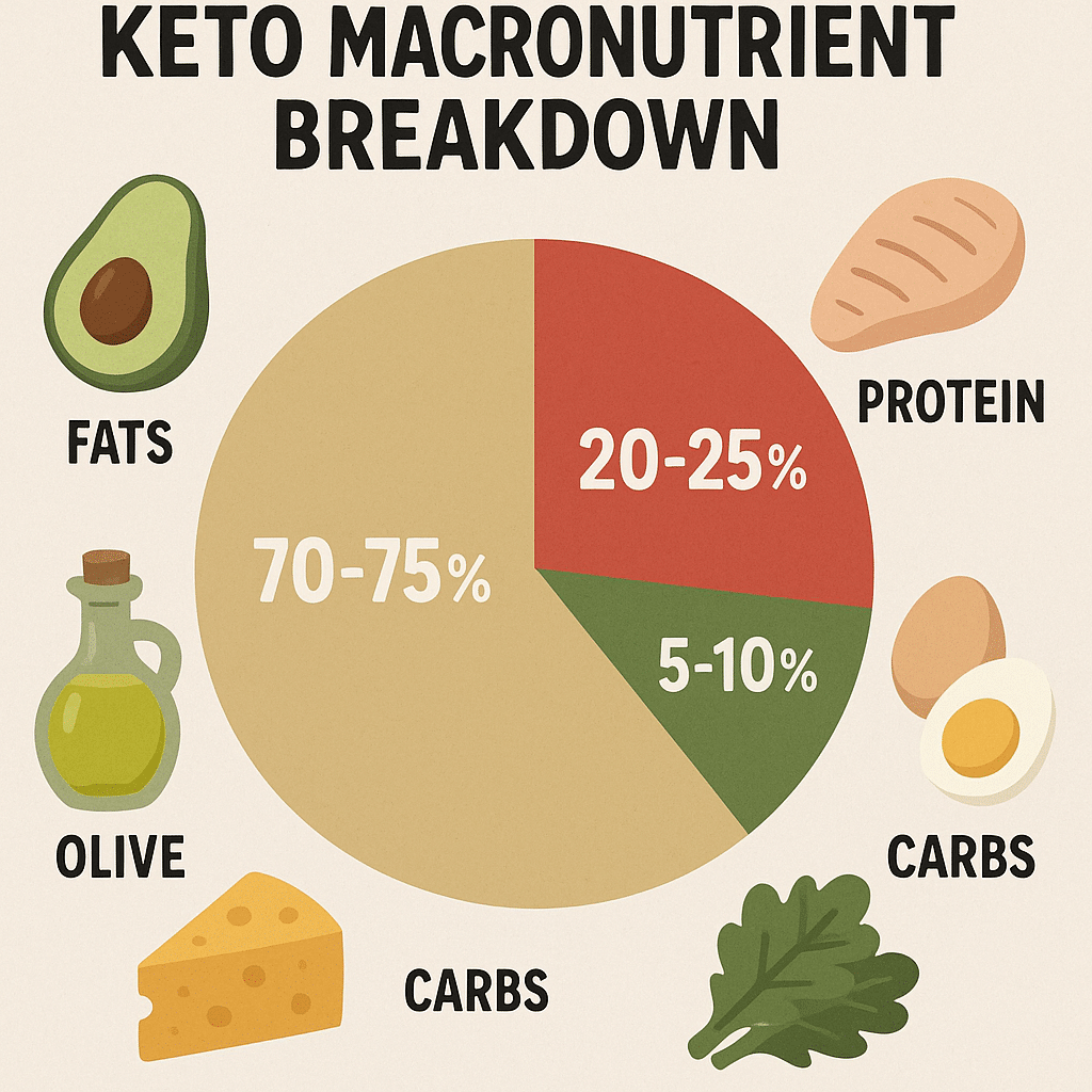 Top 12 Step Keto Diet Plan for Beginners: Easy Natural Wellness 4 Keto diet plan for beginners macronutrient breakdown pie chart with keto food icons